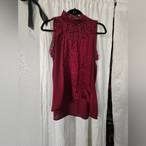Elegant Burgundy Lace Sleeveless Top